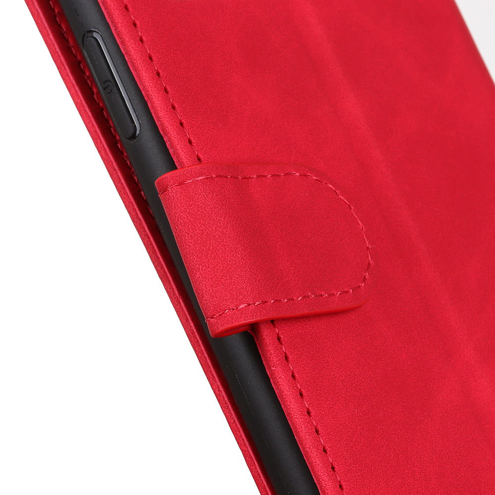 KHAZNEH For Xiaomi Redmi Note 13 5G Case Retro PU Leather Smart Phone Stand Cover - Red