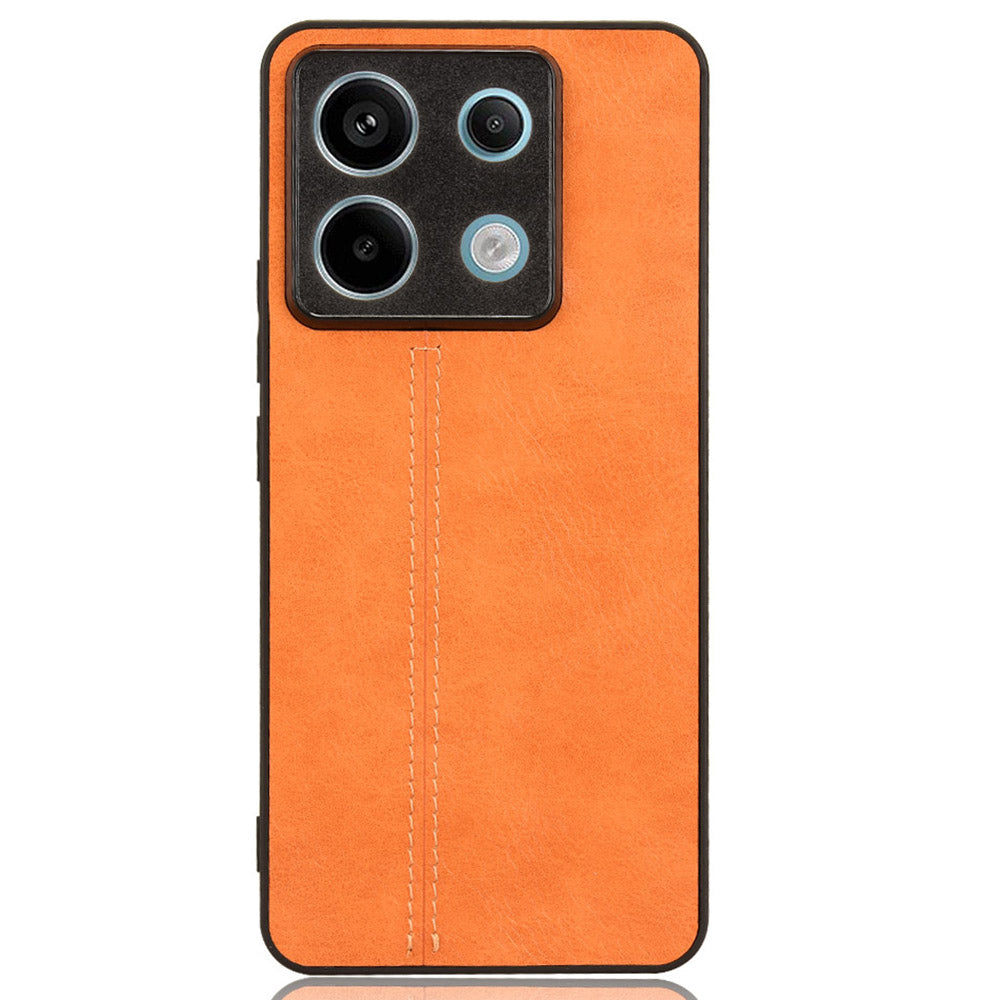 For Xiaomi Redmi Note 13 Pro 5G / Poco X6 5G Phone Case PU Leather Coated PC+TPU Cover - Orange