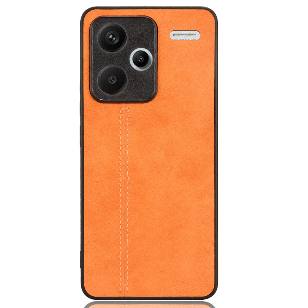 For Xiaomi Redmi Note 13 Pro+ 5G Phone Case Cowhide Texture Impact Absorption Cover - Orange