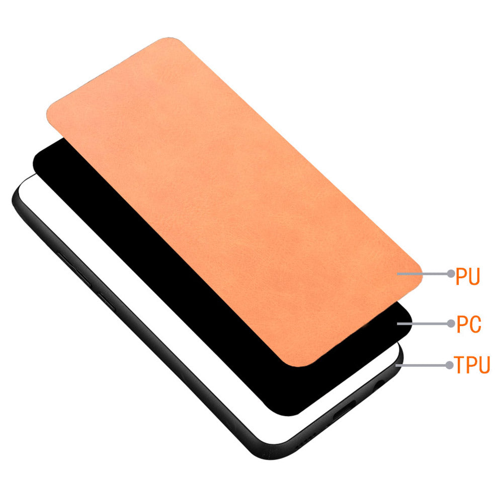 For Xiaomi Redmi Note 13 Pro+ 5G Phone Case Cowhide Texture Impact Absorption Cover - Orange