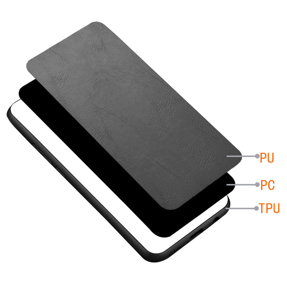 For Xiaomi Redmi Note 13 Pro+ 5G Phone Case Cowhide Texture Impact Absorption Cover - Black
