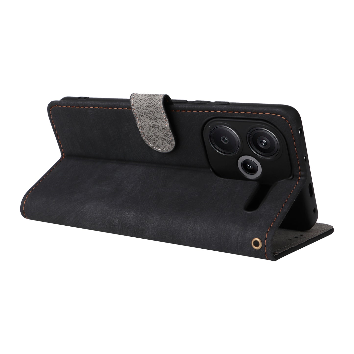 For Xiaomi Redmi Note 13 Pro+ 5G Wallet Phone Case RFID Blocking PU Leather Flip Phone Cover with Strap - Black