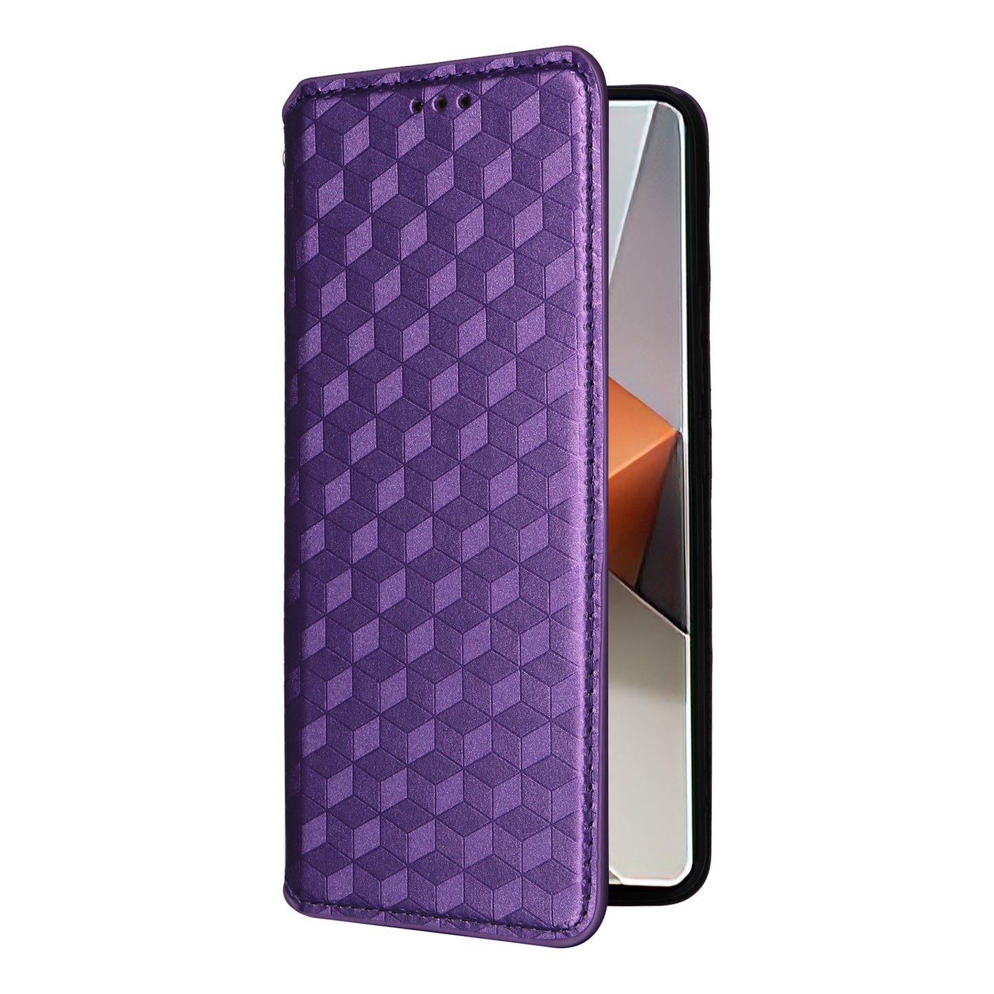For Xiaomi Redmi Note 13 Pro+ 5G Case Rhombus Imprinted PU Leather Cover with Wallet - Purple