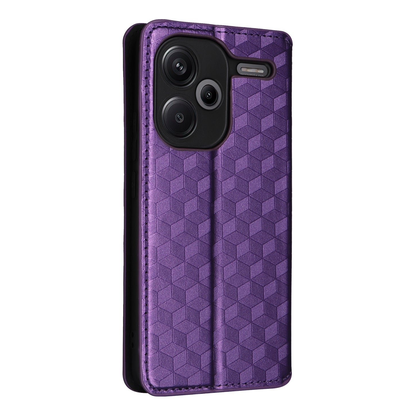 For Xiaomi Redmi Note 13 Pro+ 5G Case Rhombus Imprinted PU Leather Cover with Wallet - Purple