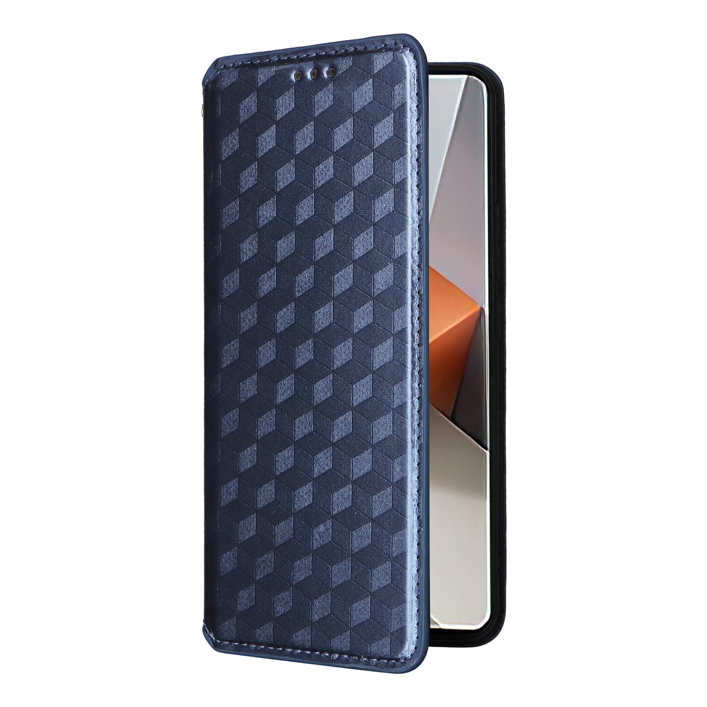 For Xiaomi Redmi Note 13 Pro+ 5G Case Rhombus Imprinted PU Leather Cover with Wallet - Blue