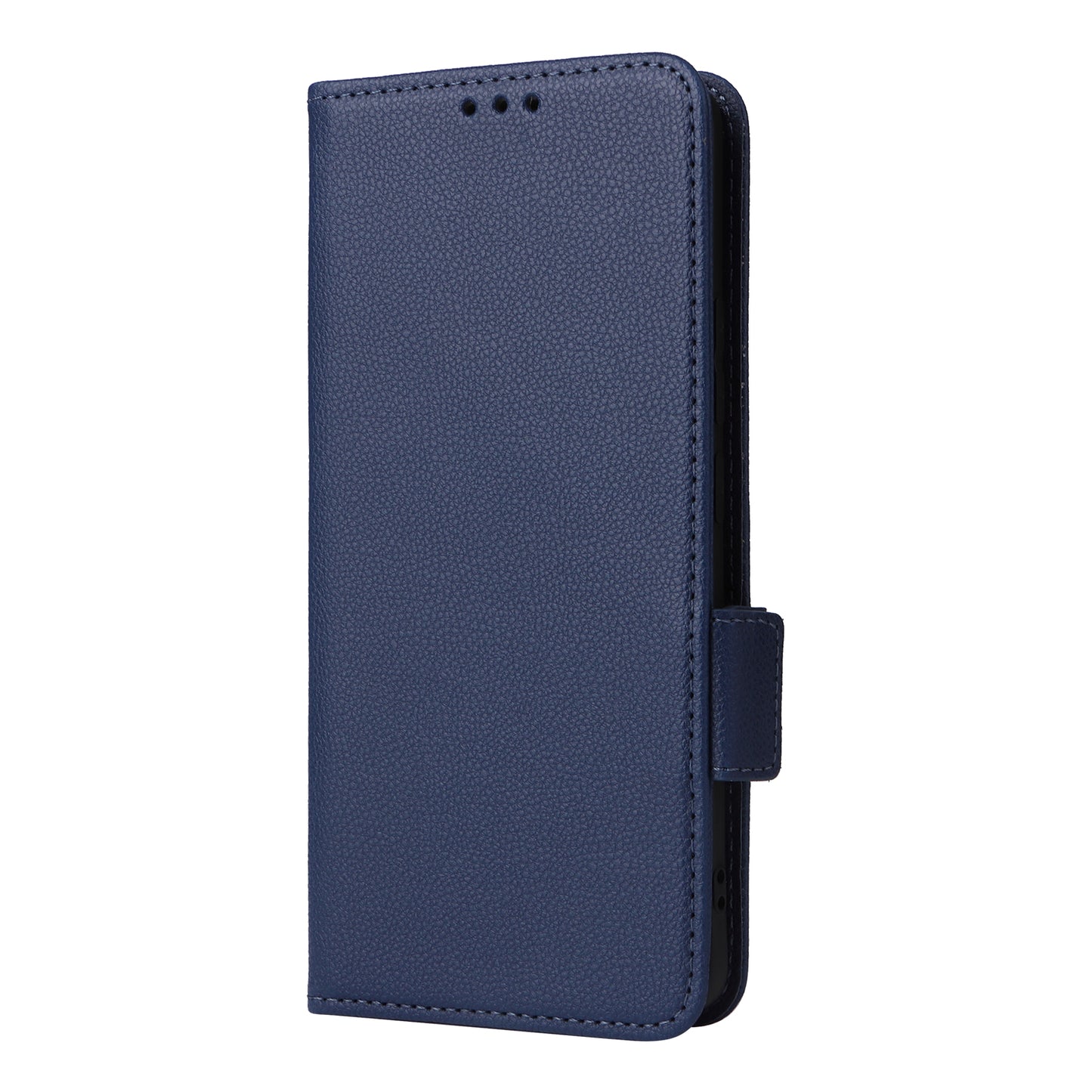 For Xiaomi Redmi Note 13 Pro+ 5G Case Litchi Texture PU Leather Wallet Phone Protector with Strap - Dark Blue