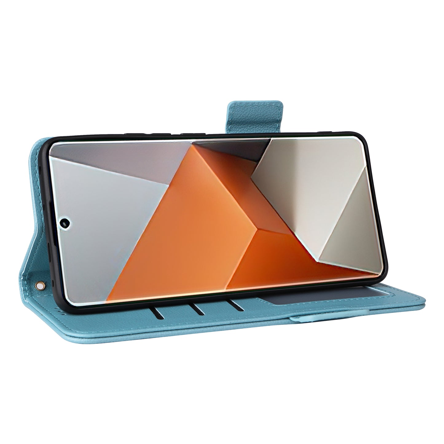 For Xiaomi Redmi Note 13 Pro+ 5G Case Litchi Texture PU Leather Wallet Phone Protector with Strap - Baby Blue