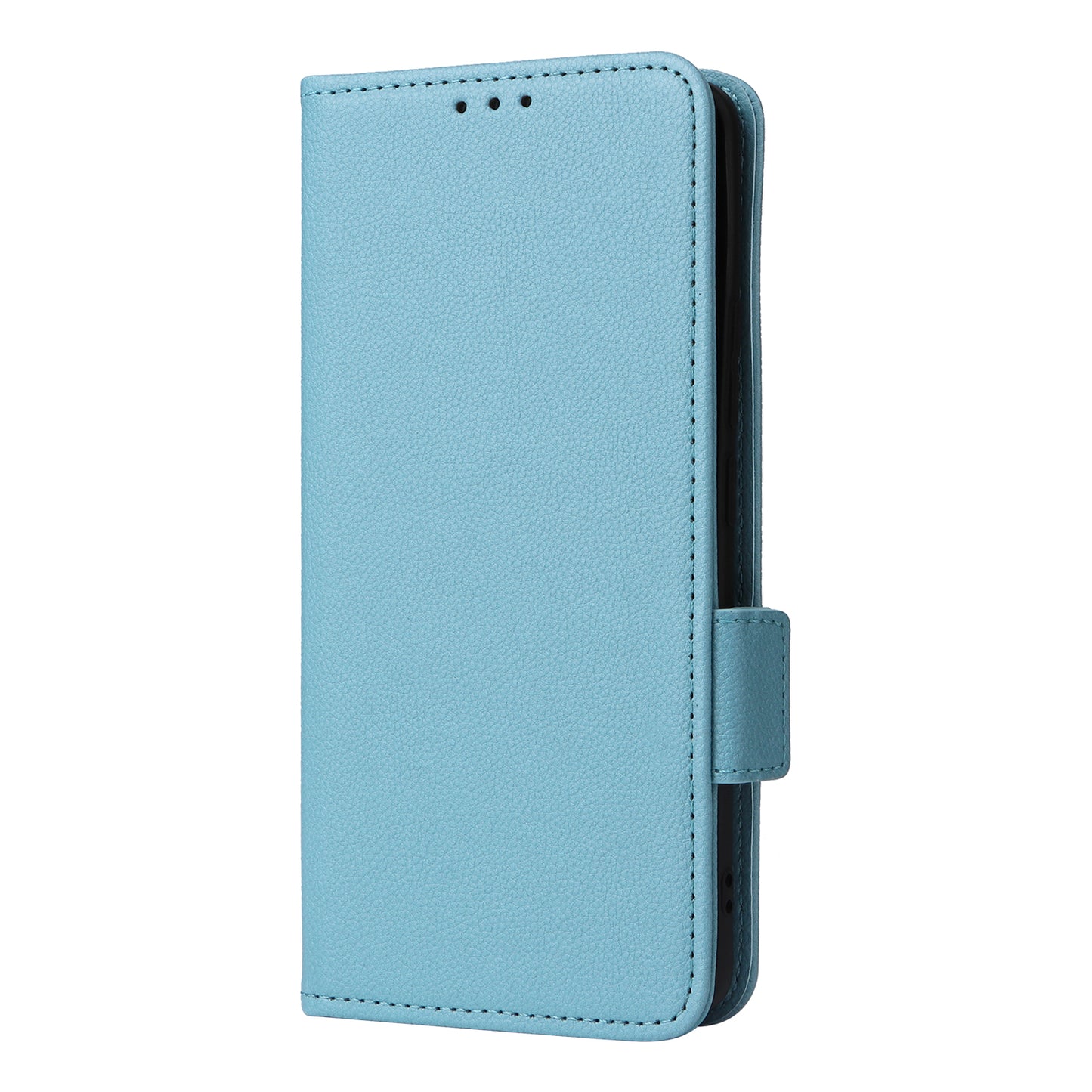 For Xiaomi Redmi Note 13 Pro+ 5G Case Litchi Texture PU Leather Wallet Phone Protector with Strap - Baby Blue