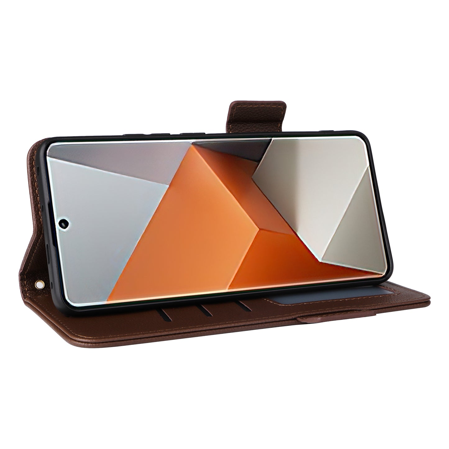 For Xiaomi Redmi Note 13 Pro+ 5G Case Litchi Texture PU Leather Wallet Phone Protector with Strap - Brown