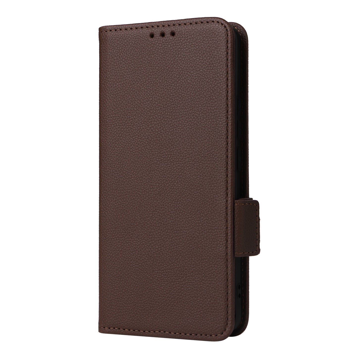 For Xiaomi Redmi Note 13 Pro+ 5G Case Litchi Texture PU Leather Wallet Phone Protector with Strap - Brown