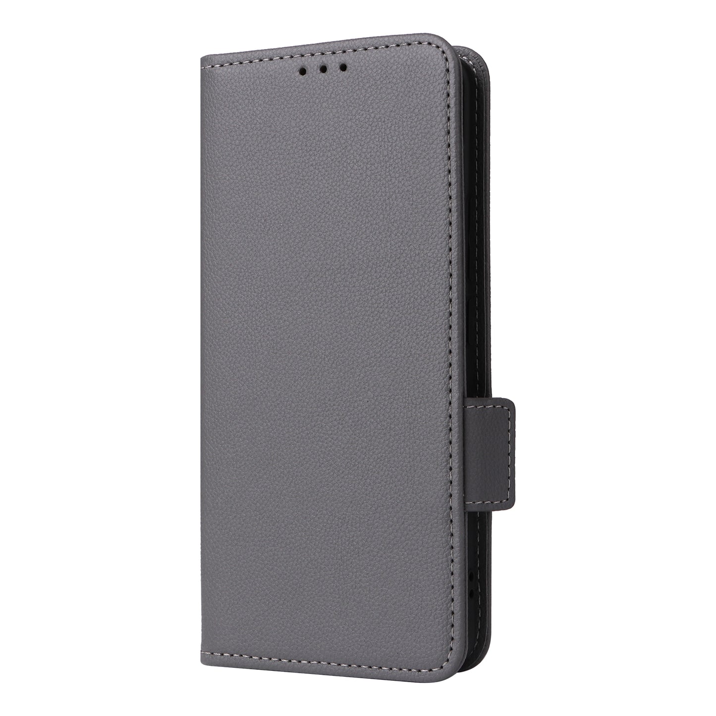 For Xiaomi Redmi Note 13 Pro+ 5G Case Litchi Texture PU Leather Wallet Phone Protector with Strap - Grey