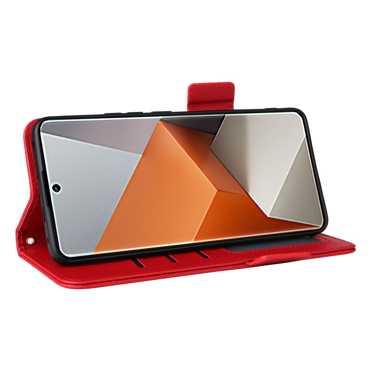 For Xiaomi Redmi Note 13 Pro+ 5G Case Litchi Texture PU Leather Wallet Phone Protector with Strap - Red