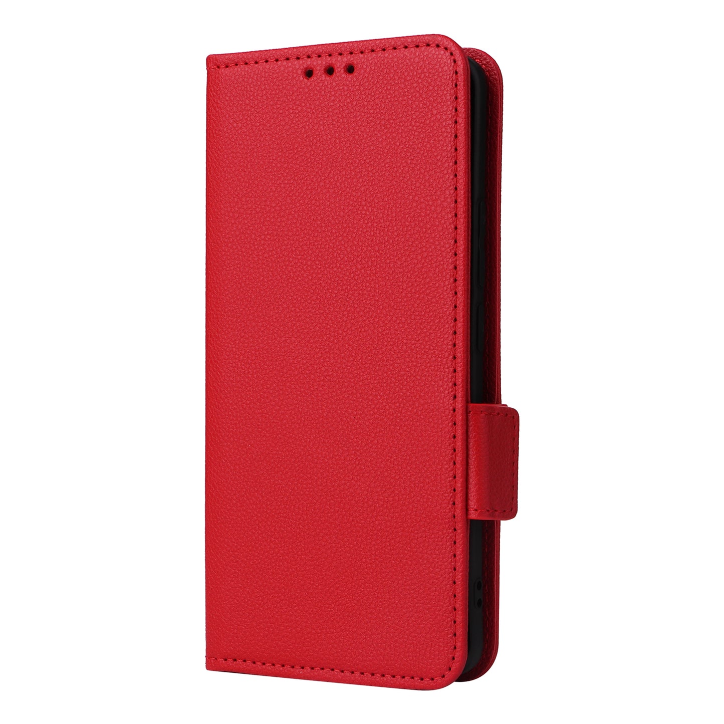 For Xiaomi Redmi Note 13 Pro+ 5G Case Litchi Texture PU Leather Wallet Phone Protector with Strap - Red