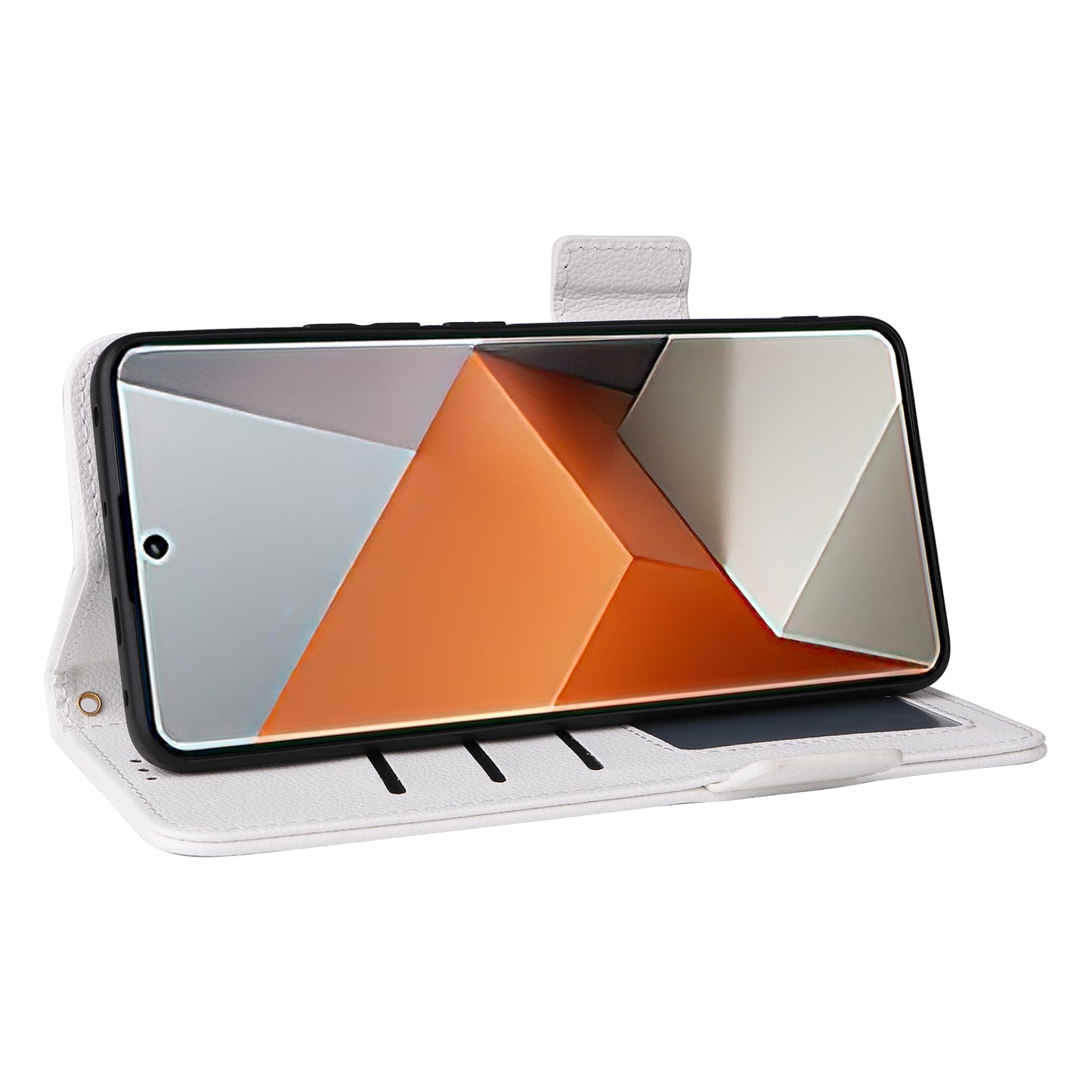 For Xiaomi Redmi Note 13 Pro+ 5G Case Litchi Texture PU Leather Wallet Phone Protector with Strap - White