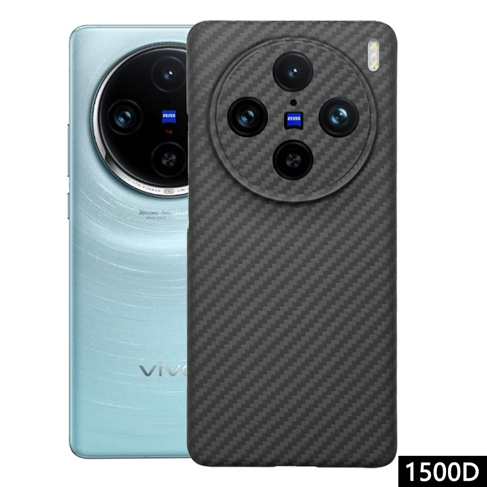 For vivo X100 5G Case 1500D Coarse Texture Aramid Fiber Precise Lens Cutout Phone Cover - Black