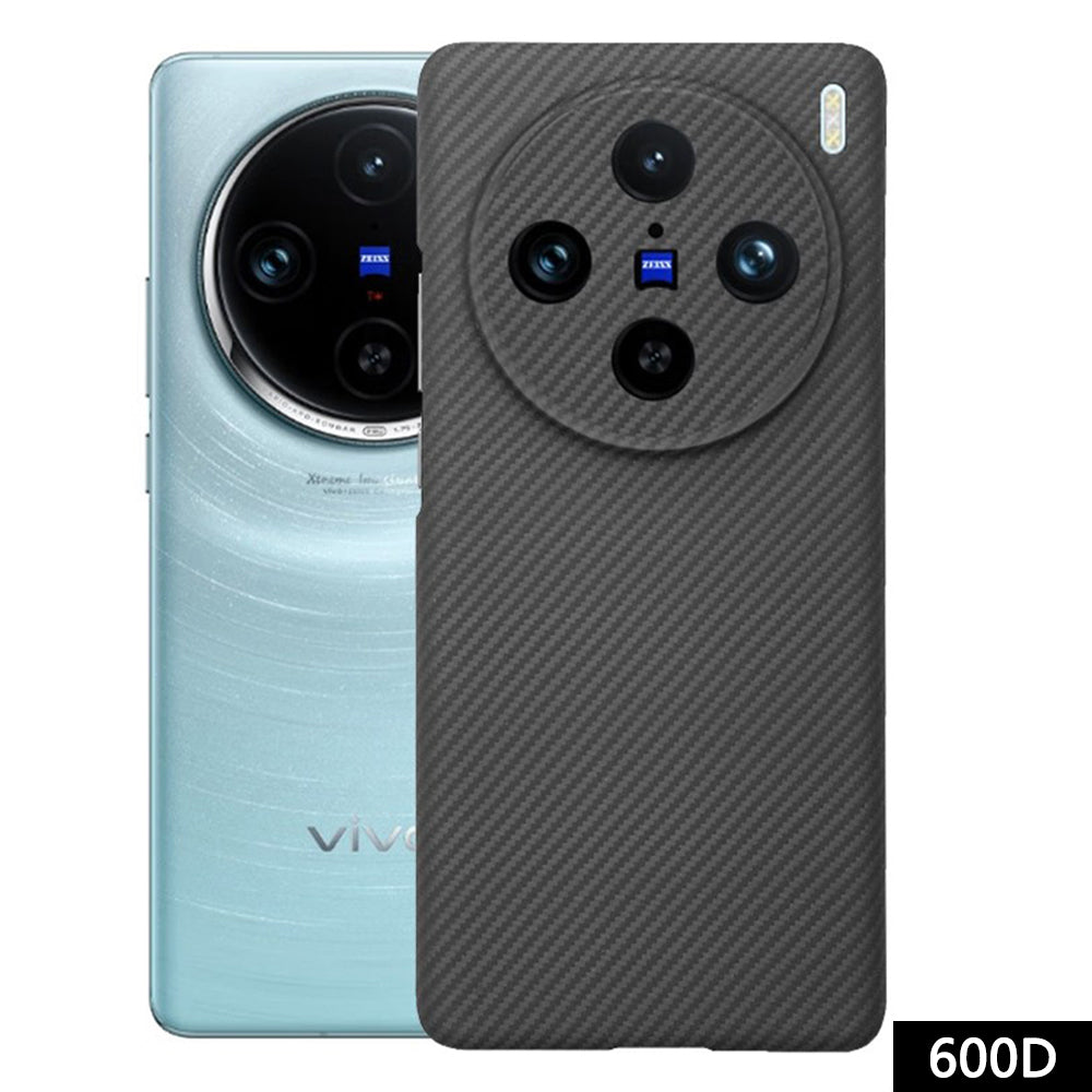 For vivo X100 5G Black Phone Case 600D Fine Textured Aramid Fiber Cover with Precise Cutouts