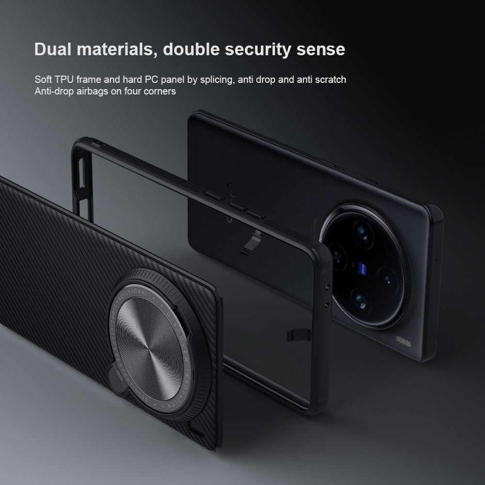 NILLKIN CamShield Prop Series for vivo X100 Pro 5G Case with Camera Cover and Kickstand - Green