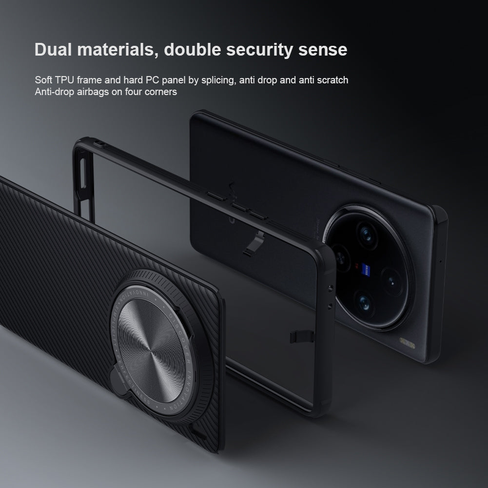 NILLKIN CamShield Prop Magnetic Series for vivo X100 Pro 5G Kickstand Phone Case with Slide Lens Cover - Green