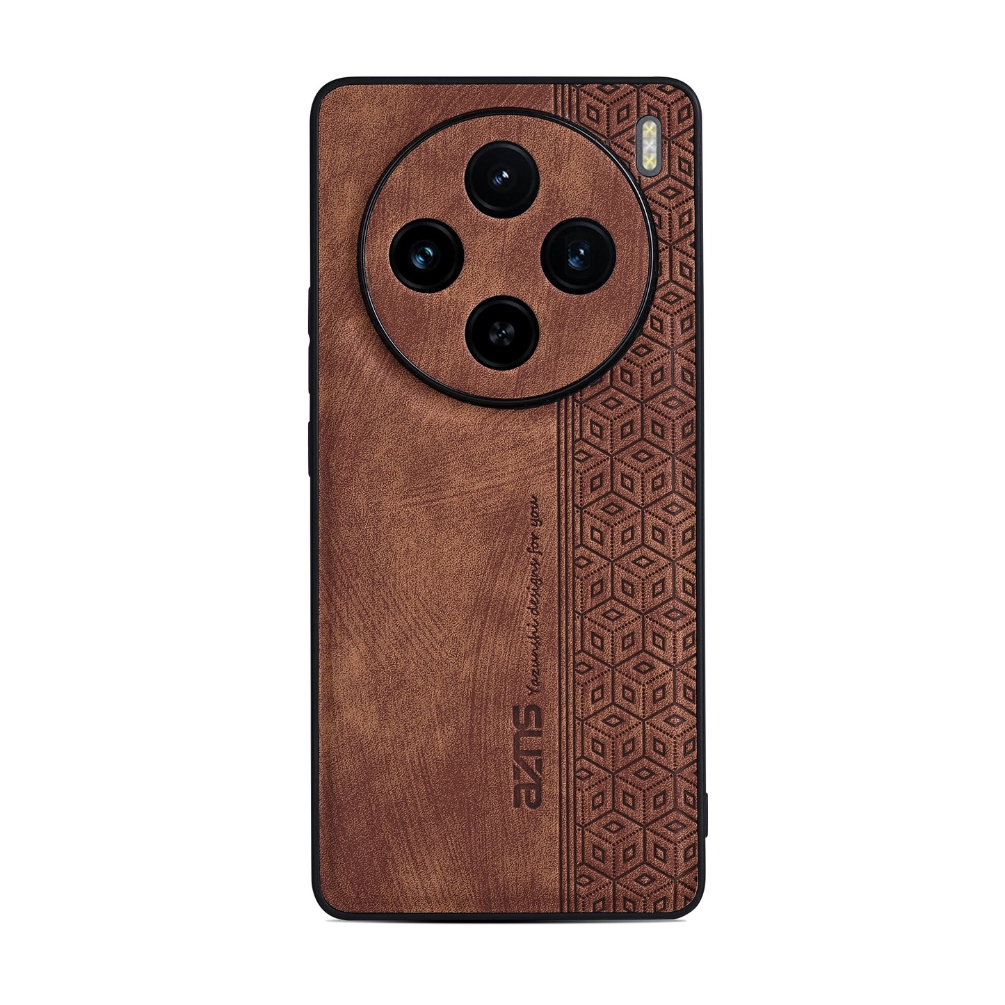 AZNS For vivo X100 5G Phone Case PU Leather+TPU Slim Protective Shockproof Cover - Brown