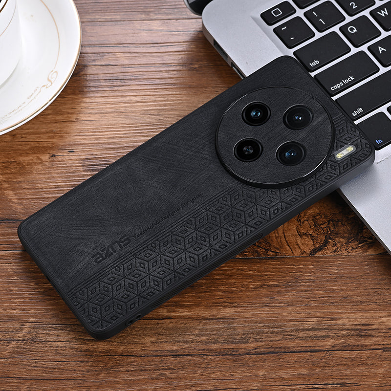 AZNS For vivo X100 5G Phone Case PU Leather+TPU Slim Protective Shockproof Cover - Black