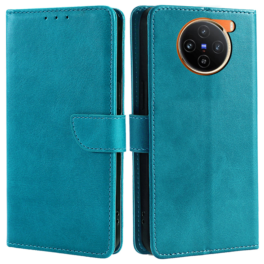 For vivo X100 5G Magnetic Phone Case Wallet Stand Anti-drop PU Leather+TPU Cover - Baby Blue