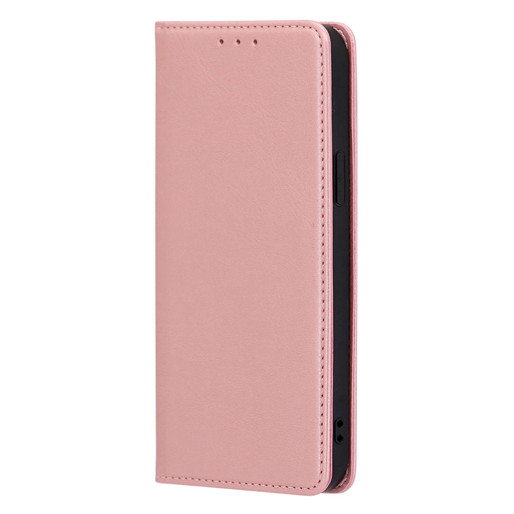For vivo X100 5G Magnetic Phone Case Anti-drop PU Leather+TPU Calf Texture Stand Cover - Rose Gold