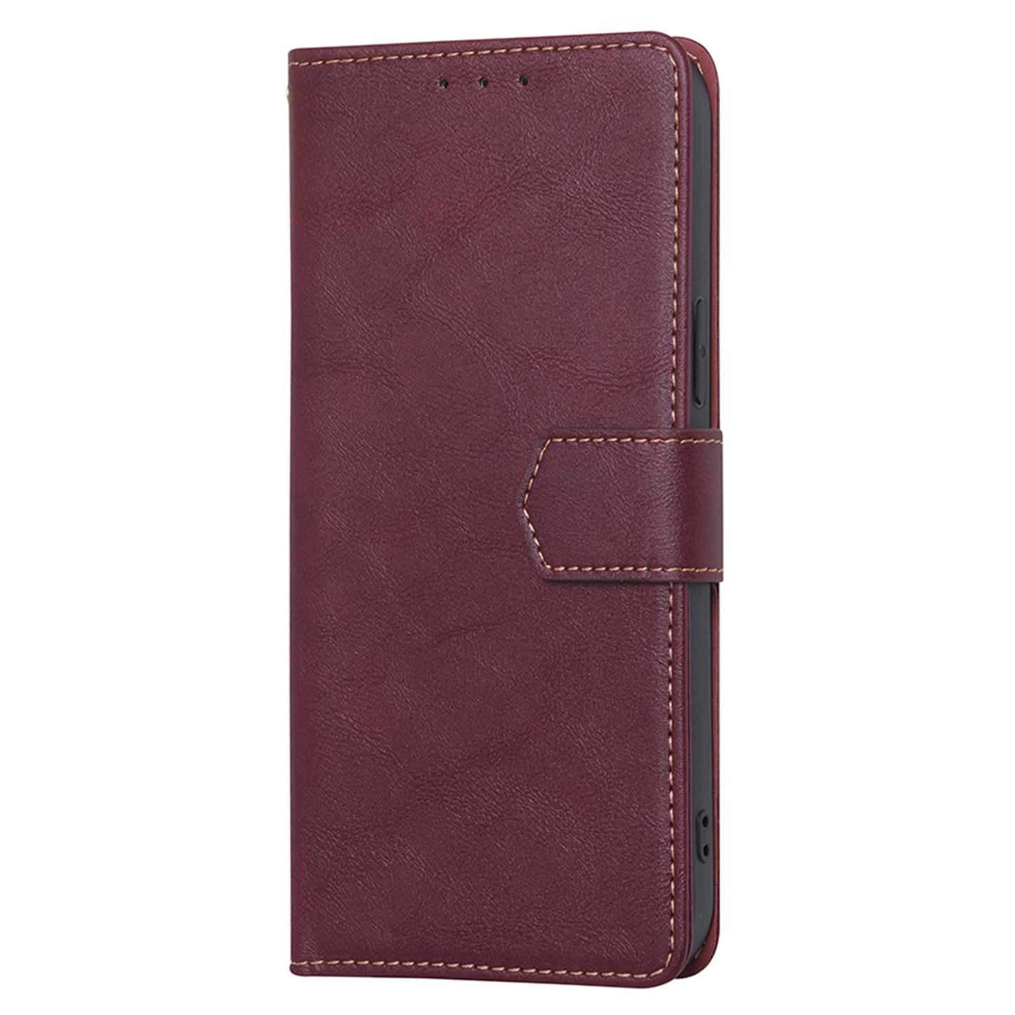 For vivo X100 5G Phone Case Stand Folio Cover with RFID Blocking 3 Card Slot - Wine Red