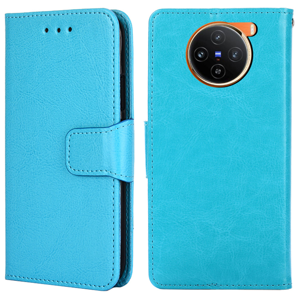 For vivo X100 5G Wallet Phone Case with Stand Card Holder Slot Flip Cover - Baby Blue