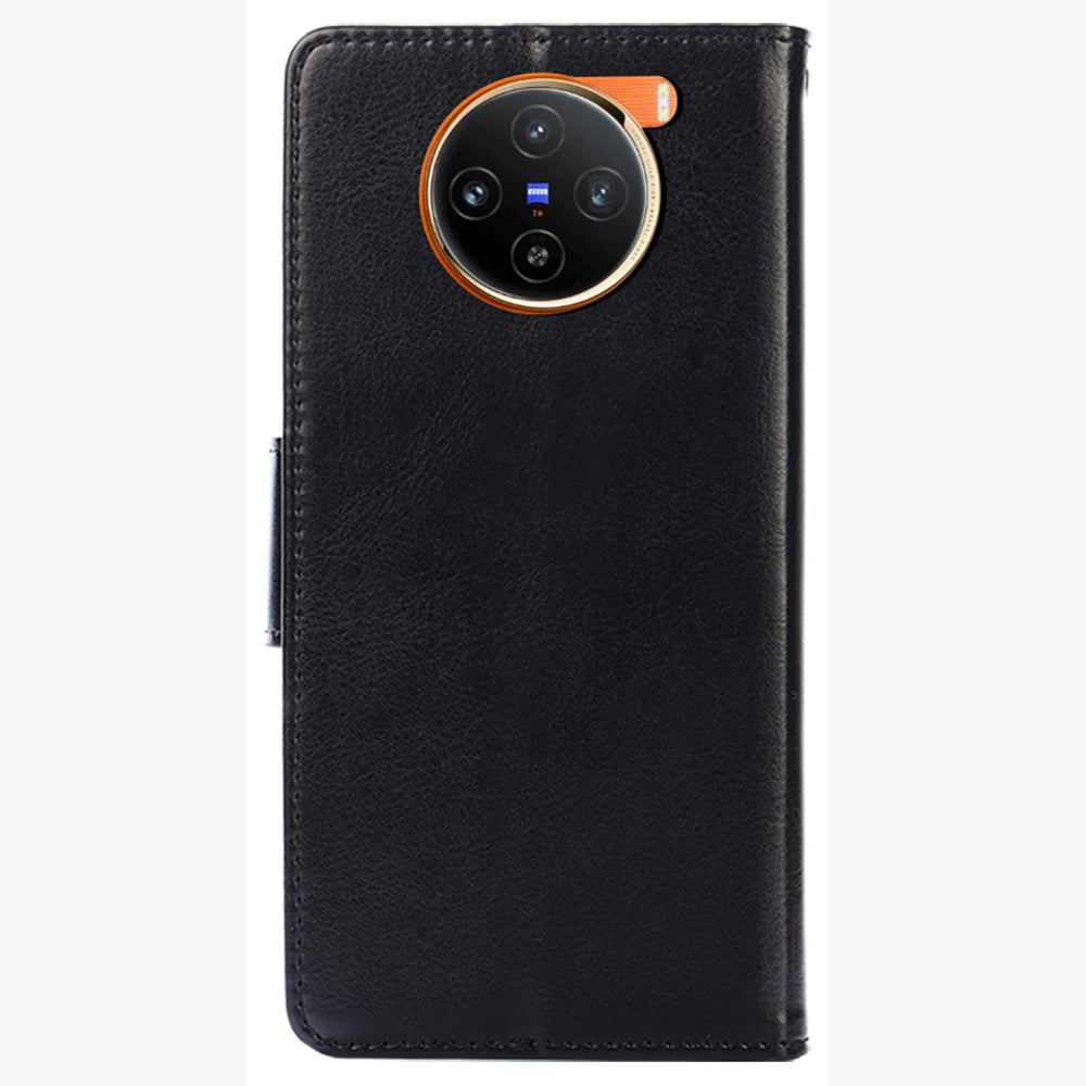 For vivo X100 5G Wallet Phone Case with Stand Card Holder Slot Flip Cover - Black