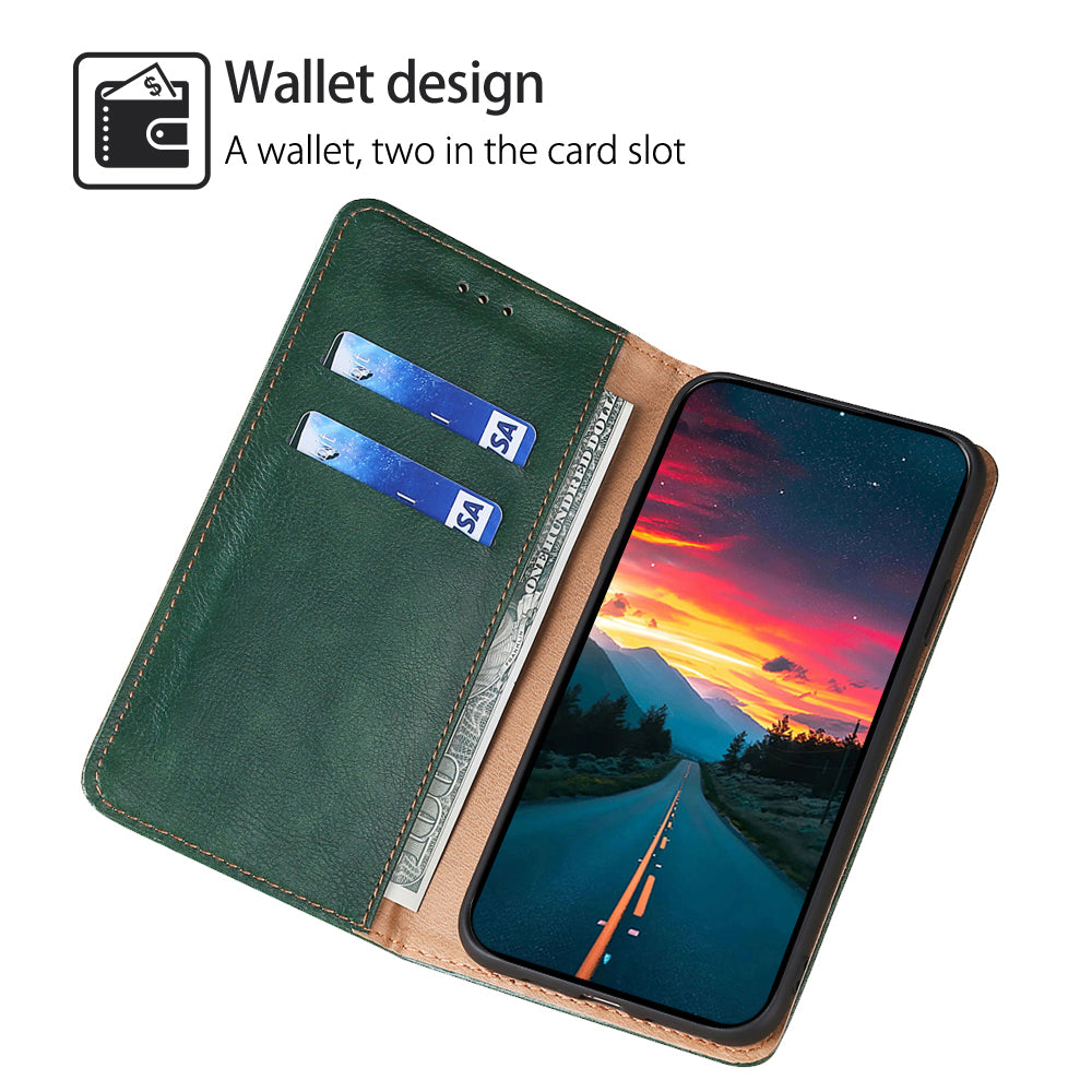For vivo X100 5G Leather Flip Magnetic Case Solid Color Shockproof TPU Protective Phone Cover - Green