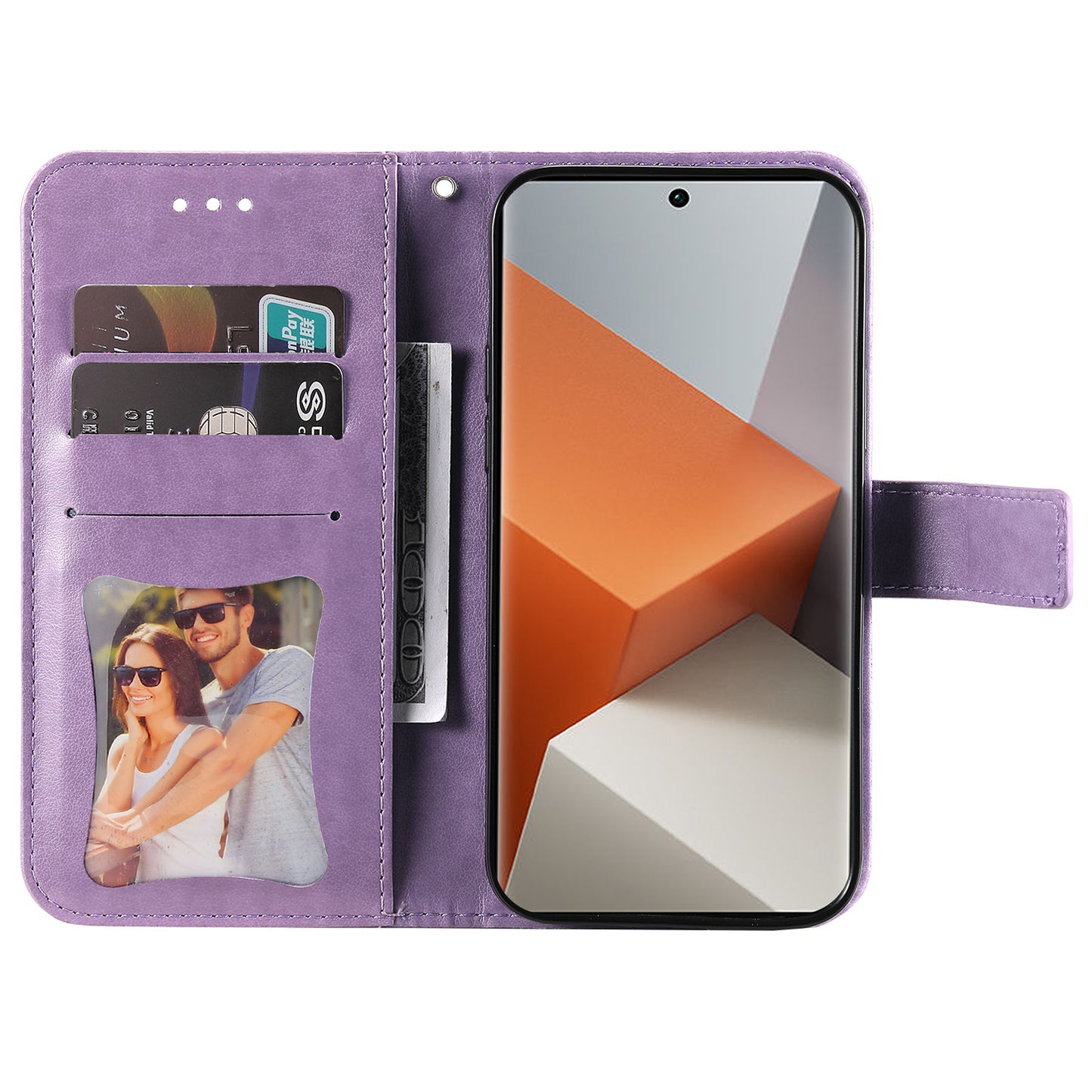For Xiaomi Redmi Note 13 Pro+ 5G Case with Stand Blossoming Flower Leather Wallet Cover - Purple