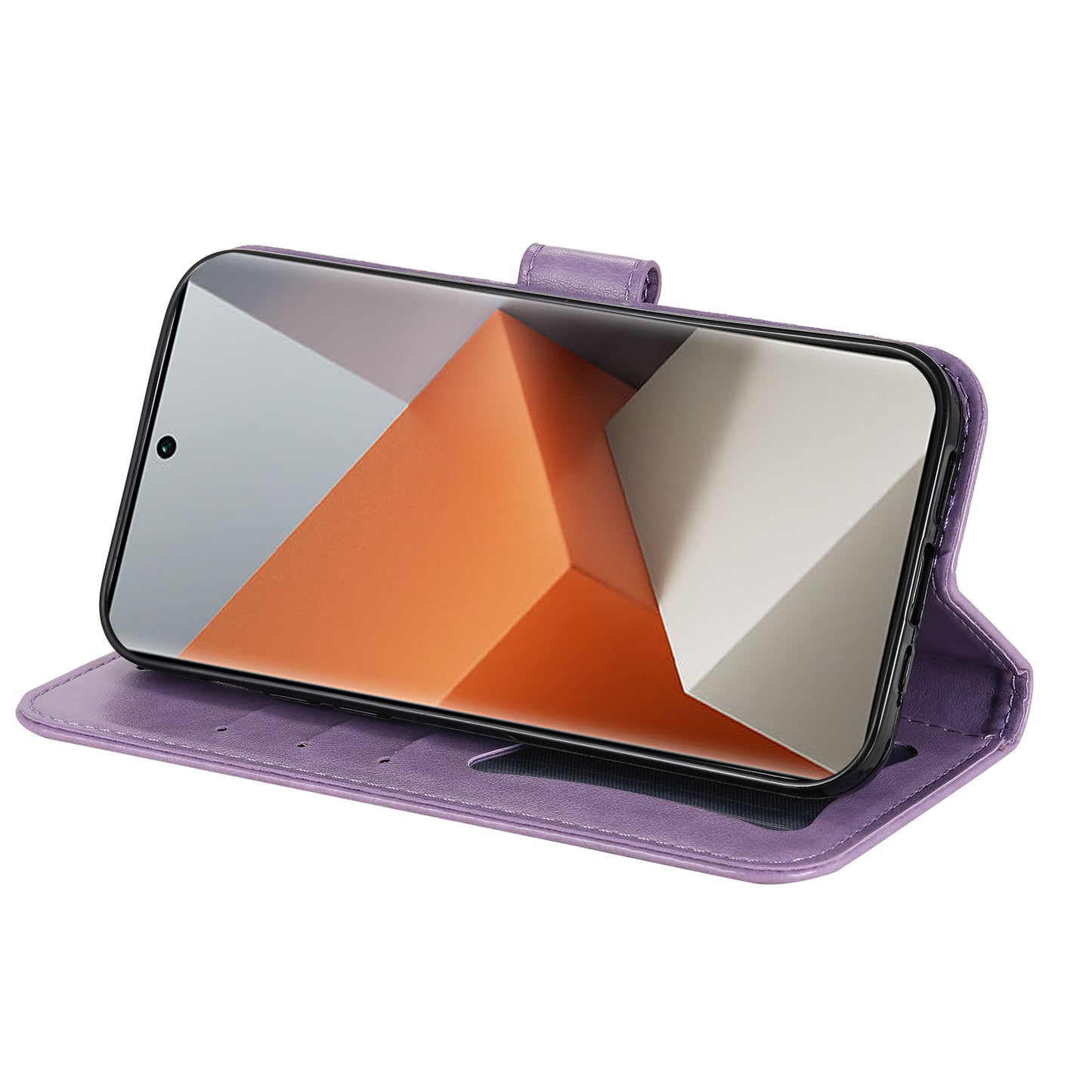 For Xiaomi Redmi Note 13 Pro+ 5G Case with Stand Blossoming Flower Leather Wallet Cover - Purple