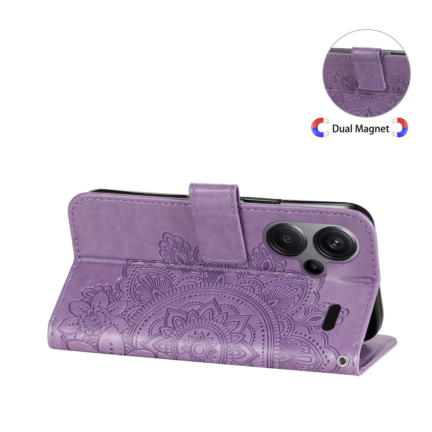 For Xiaomi Redmi Note 13 Pro+ 5G Case with Stand Blossoming Flower Leather Wallet Cover - Purple