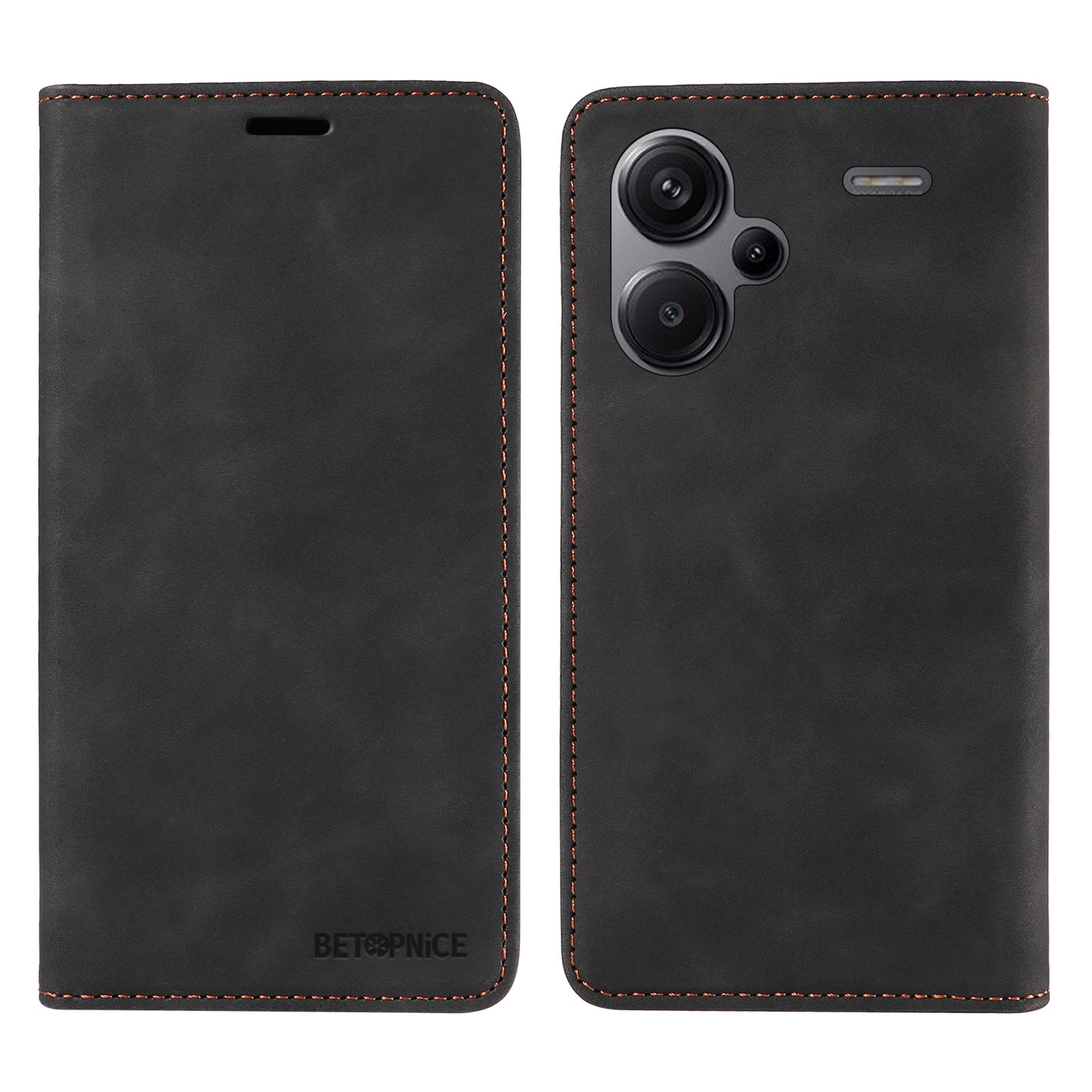 BETOPNICE 003 for Xiaomi Redmi Note 13 Pro+ 5G Wallet Case RFID Blocking Leather Cover - Black