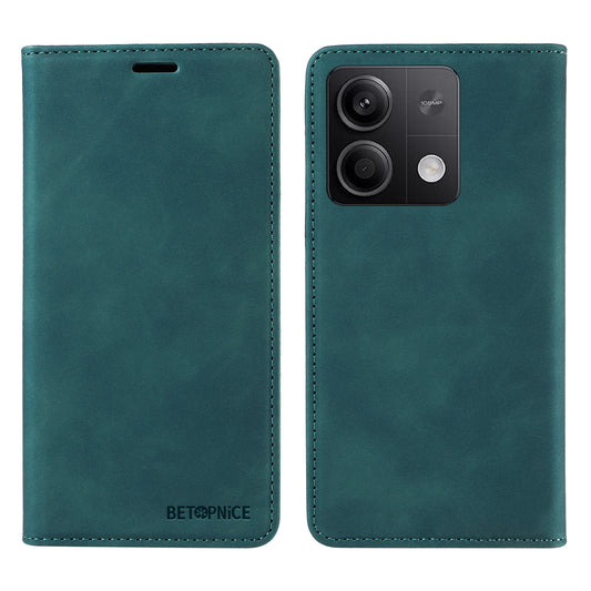 BETOPNICE 003 for Xiaomi Redmi Note 13 5G Leather Case RFID Blocking Stand Wallet - Green