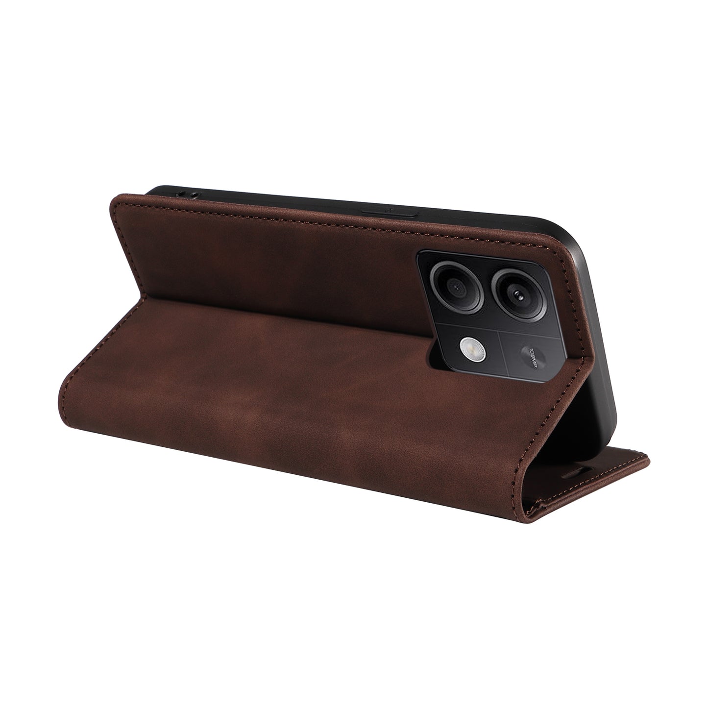 BETOPNICE 003 for Xiaomi Redmi Note 13 5G Leather Case RFID Blocking Stand Wallet - Brown