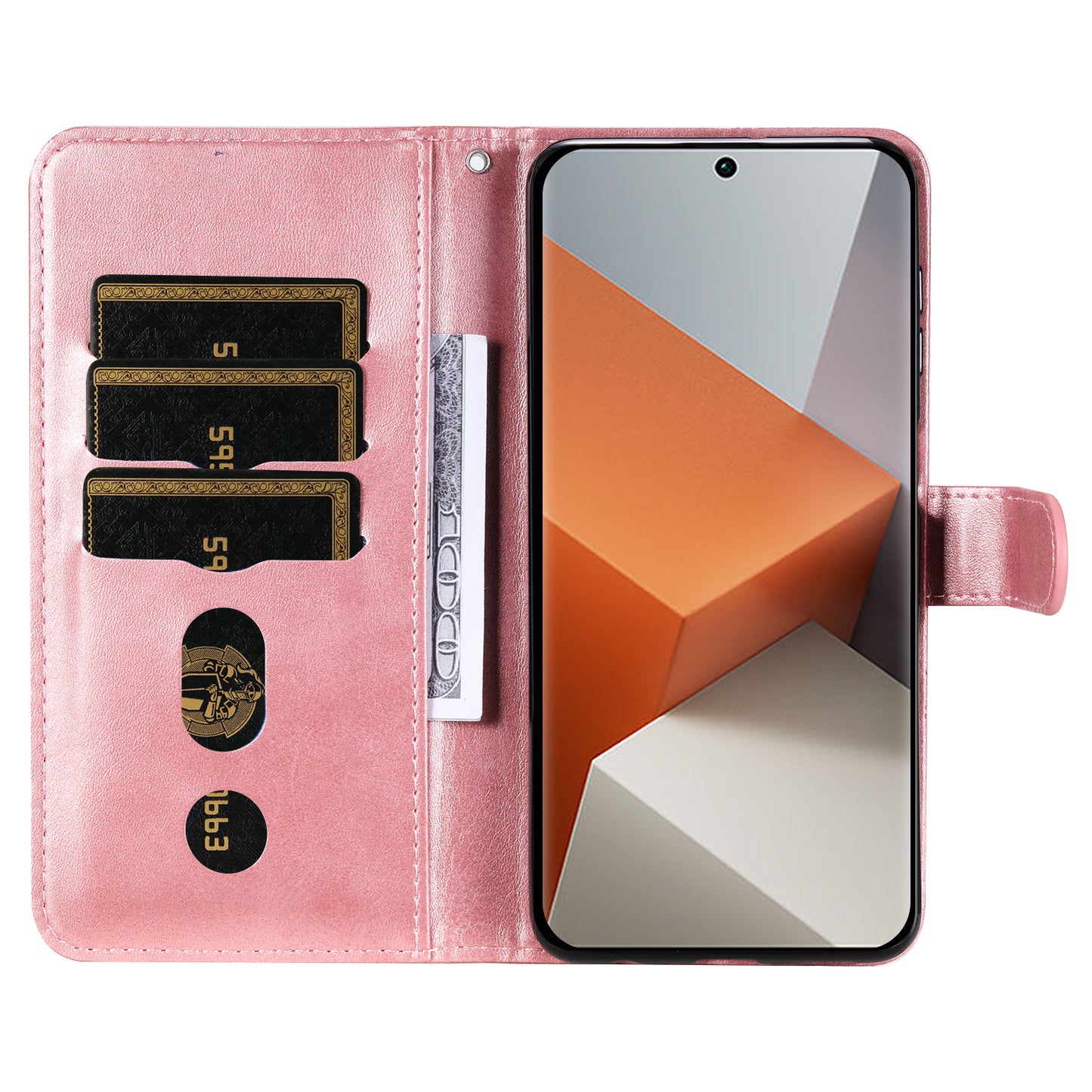 For Xiaomi Redmi Note 13 Pro+ 5G Case Stand Calf Texture Leather Cover Zipper Wallet - Pink