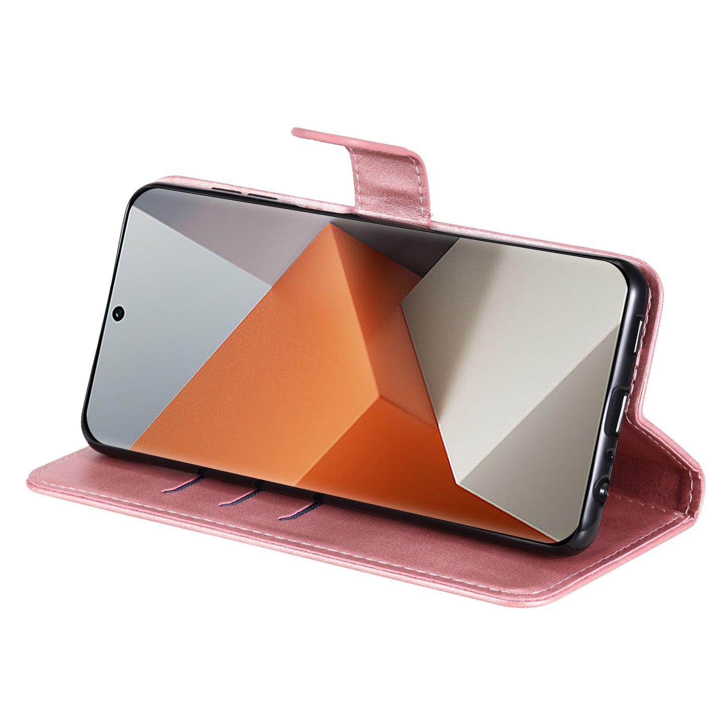 For Xiaomi Redmi Note 13 Pro+ 5G Case Stand Calf Texture Leather Cover Zipper Wallet - Pink