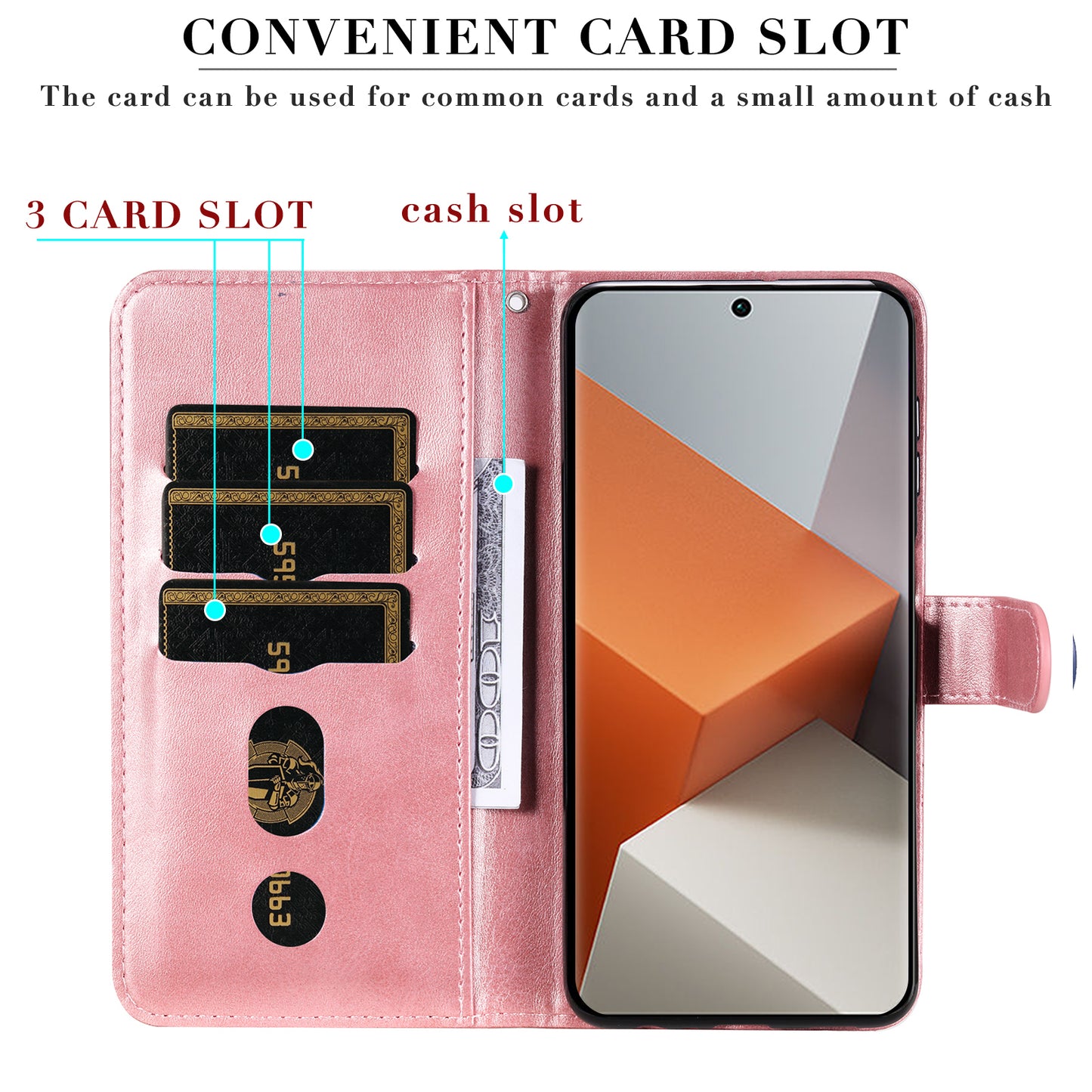 For Xiaomi Redmi Note 13 Pro+ 5G Case Stand Calf Texture Leather Cover Zipper Wallet - Pink