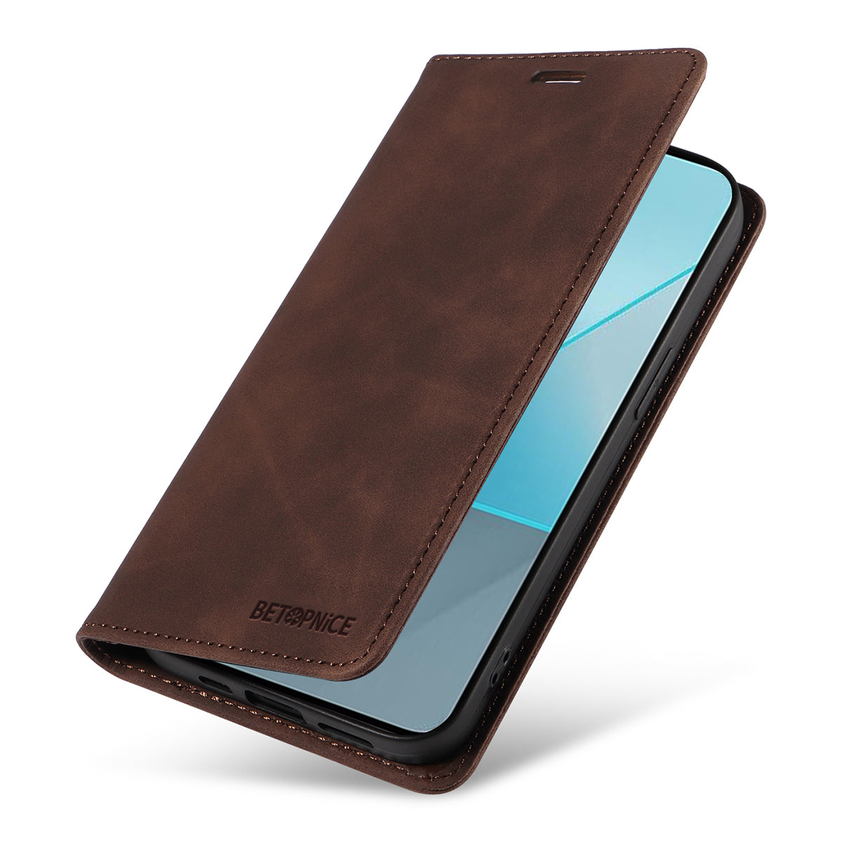 BETOPNICE 003 for Xiaomi Redmi Note 13 Pro 5G Case RFID Blocking Leather Cover with Card Holder - Brown