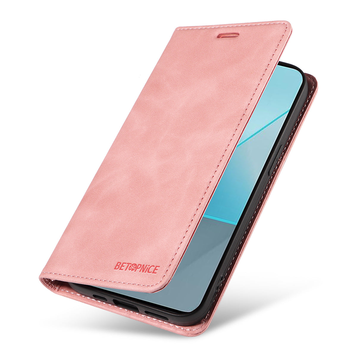BETOPNICE 003 for Xiaomi Redmi Note 13 Pro 5G Case RFID Blocking Leather Cover with Card Holder - Pink