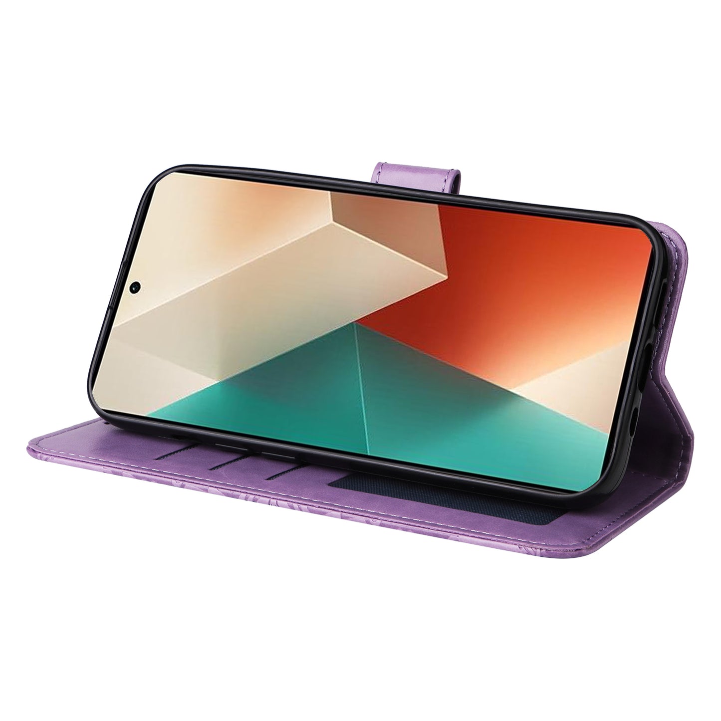 For Xiaomi Redmi Note 13 5G Case Sunflower Pattern Leather Phone Wallet Stand Cover - Purple