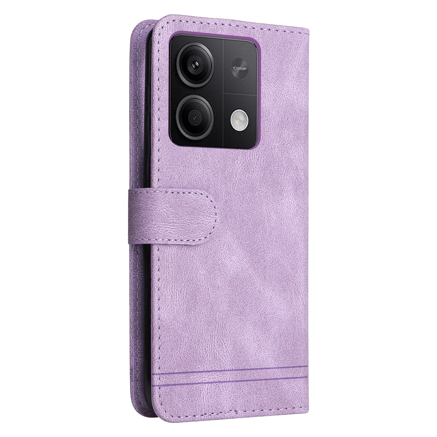 For Xiaomi Redmi Note 13 5G Case Skin-Feel Leather Phone Wallet Stand Cover - Purple