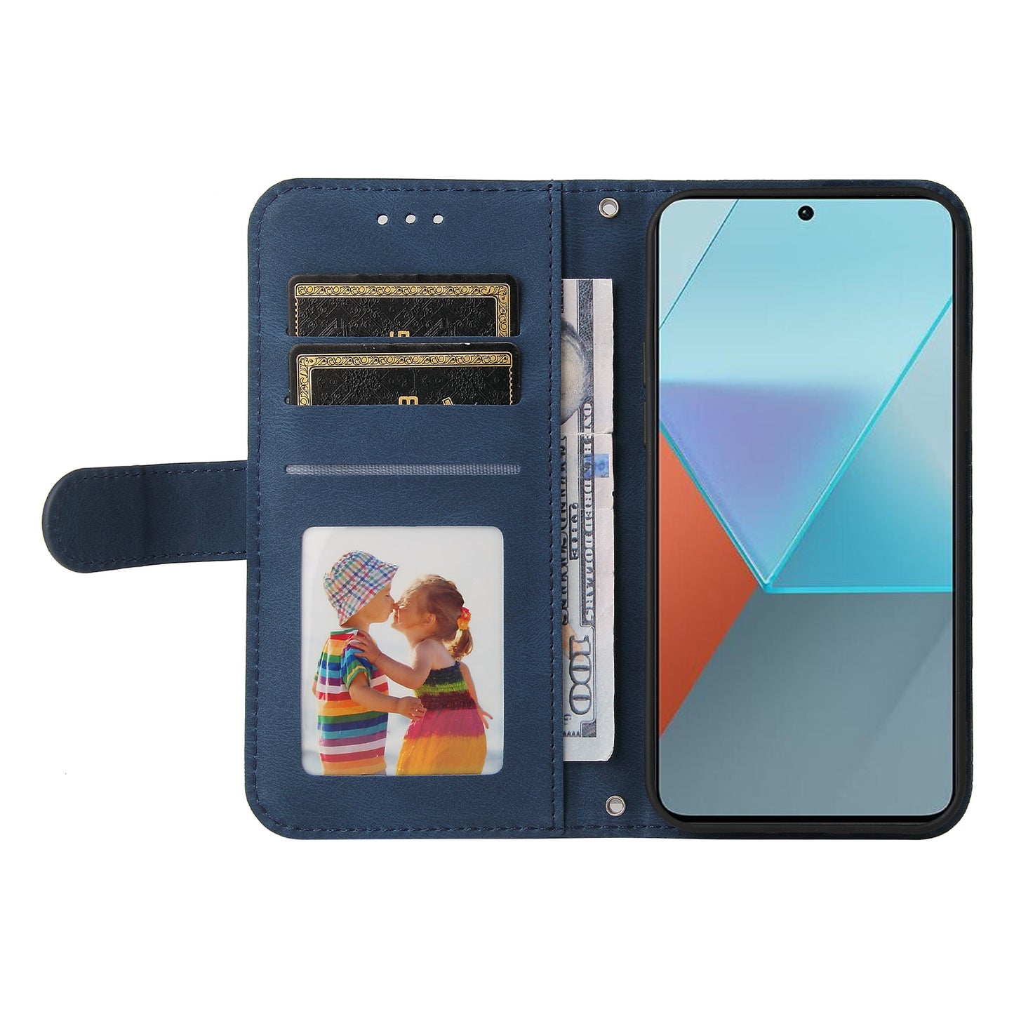 For Xiaomi Redmi Note 13 Pro 5G / Poco X6 5G Leather Case with Strap Phone Wallet Stand Cover - Blue