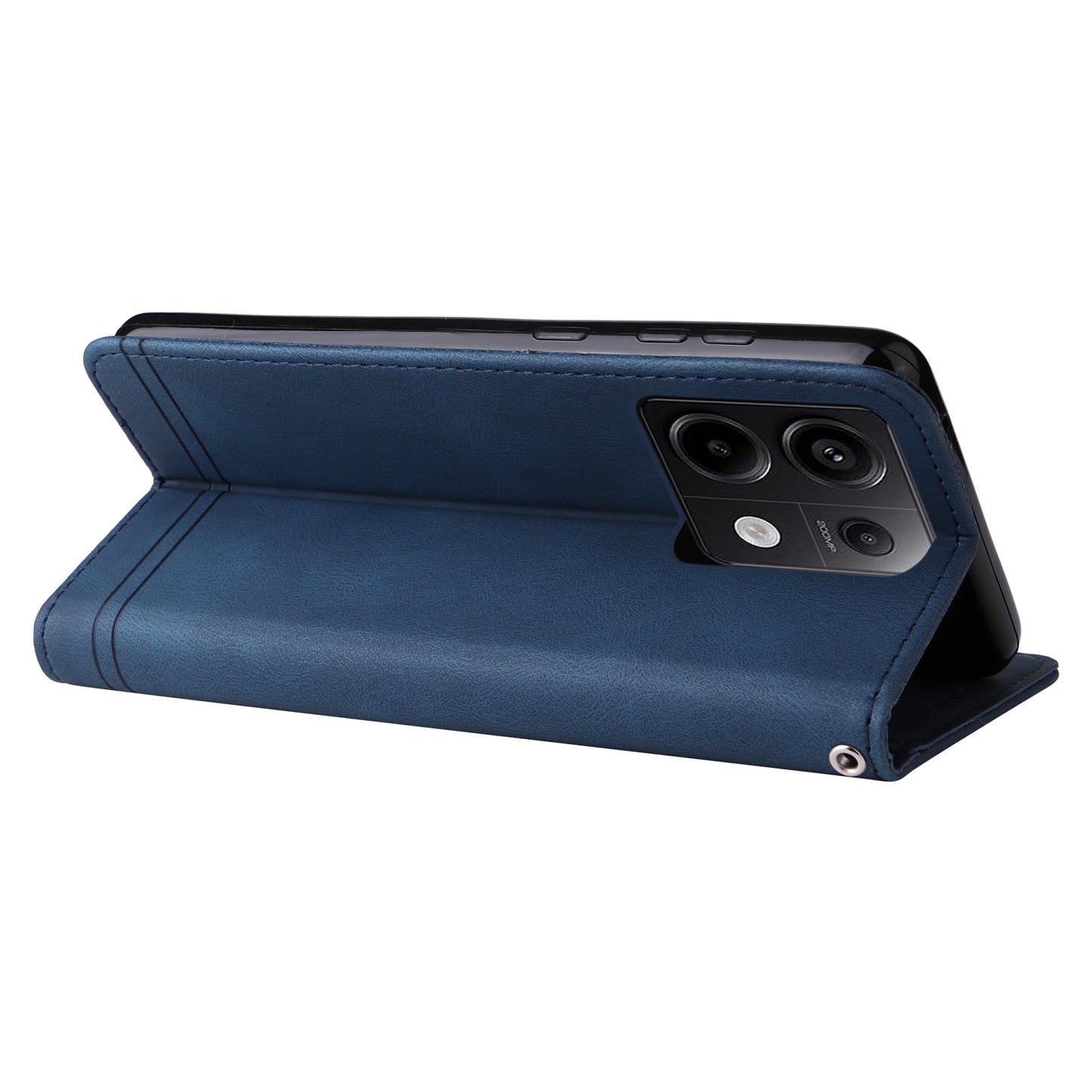 For Xiaomi Redmi Note 13 Pro 5G / Poco X6 5G Leather Case with Strap Phone Wallet Stand Cover - Blue