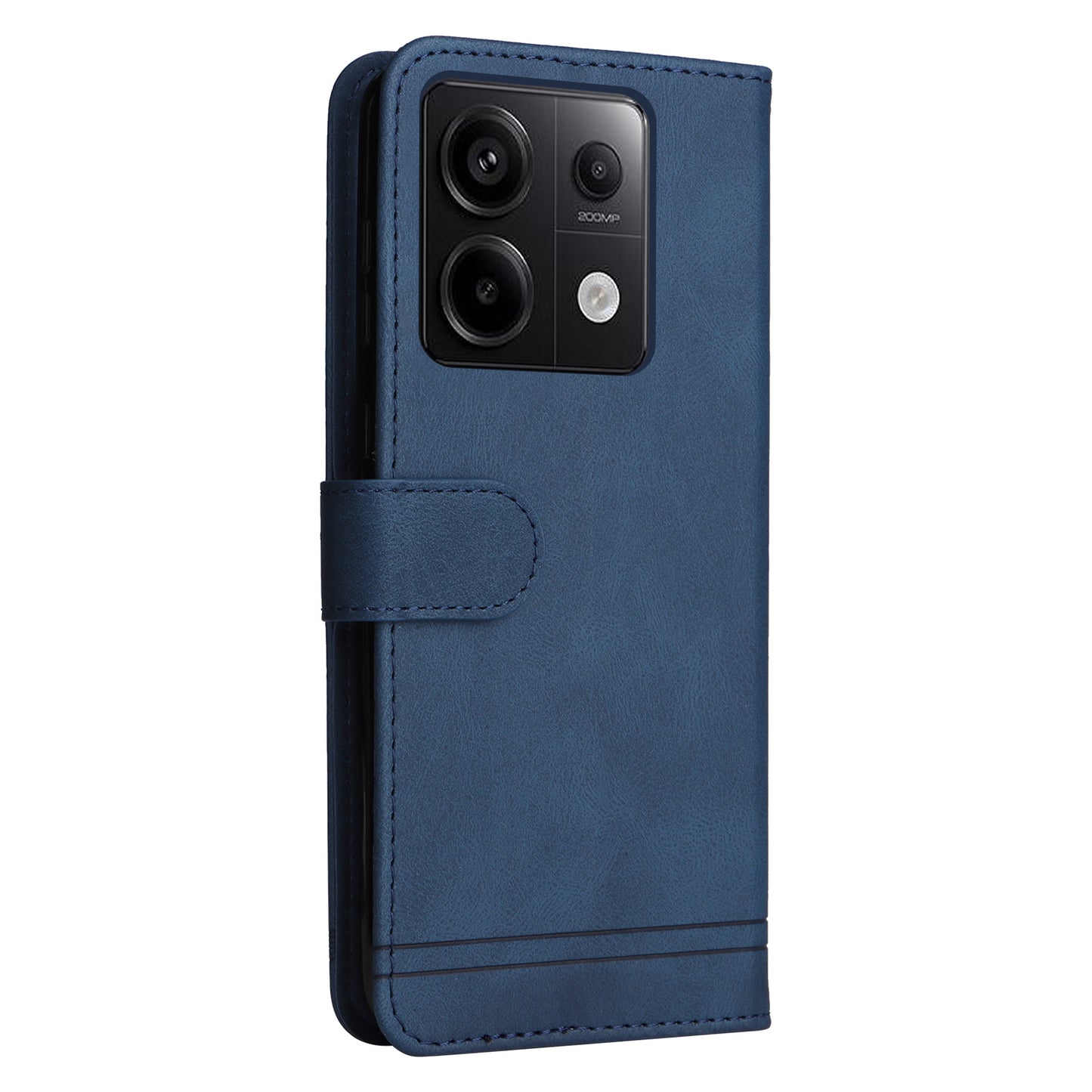 For Xiaomi Redmi Note 13 Pro 5G / Poco X6 5G Leather Case with Strap Phone Wallet Stand Cover - Blue