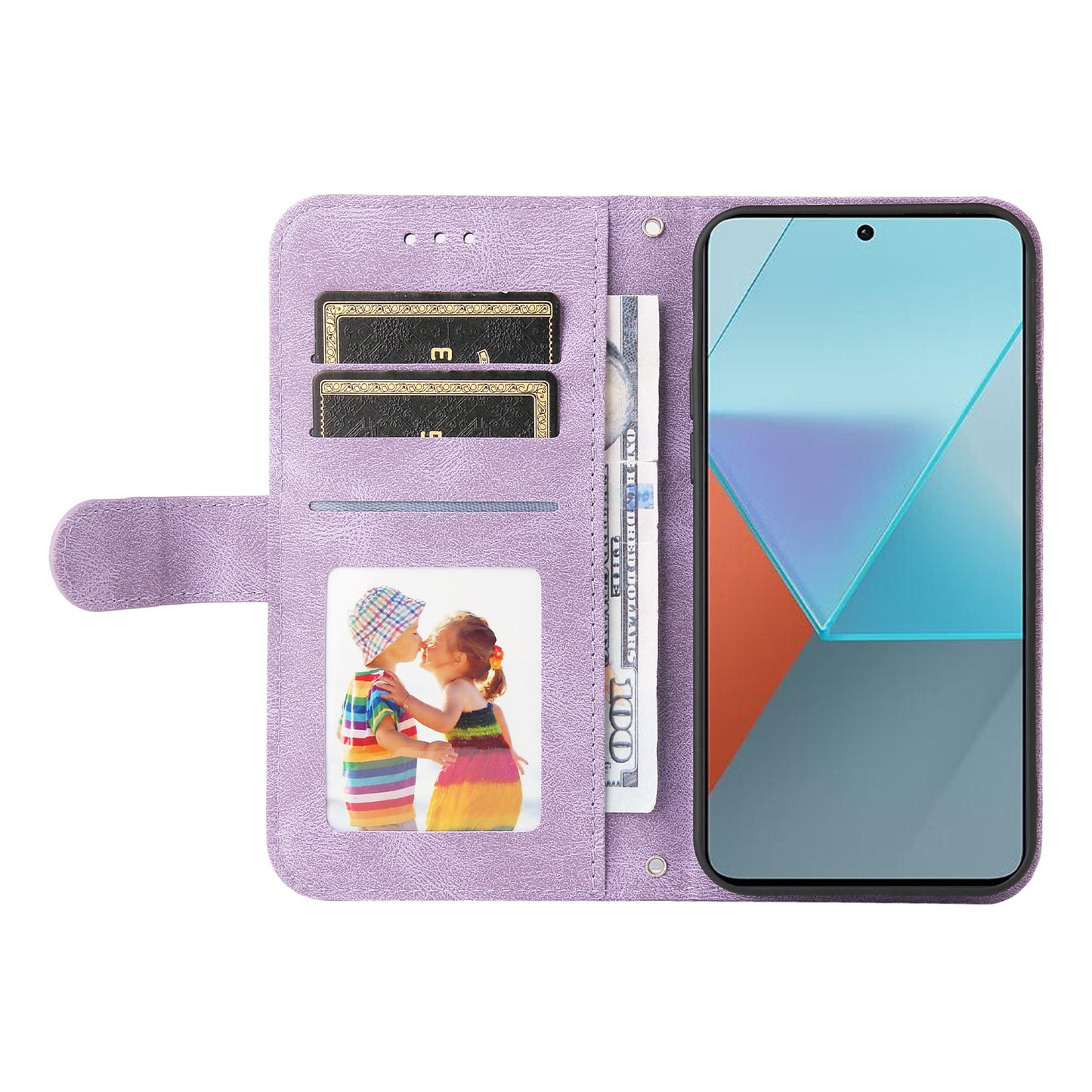 For Xiaomi Redmi Note 13 Pro 5G / Poco X6 5G Leather Case with Strap Phone Wallet Stand Cover - Purple