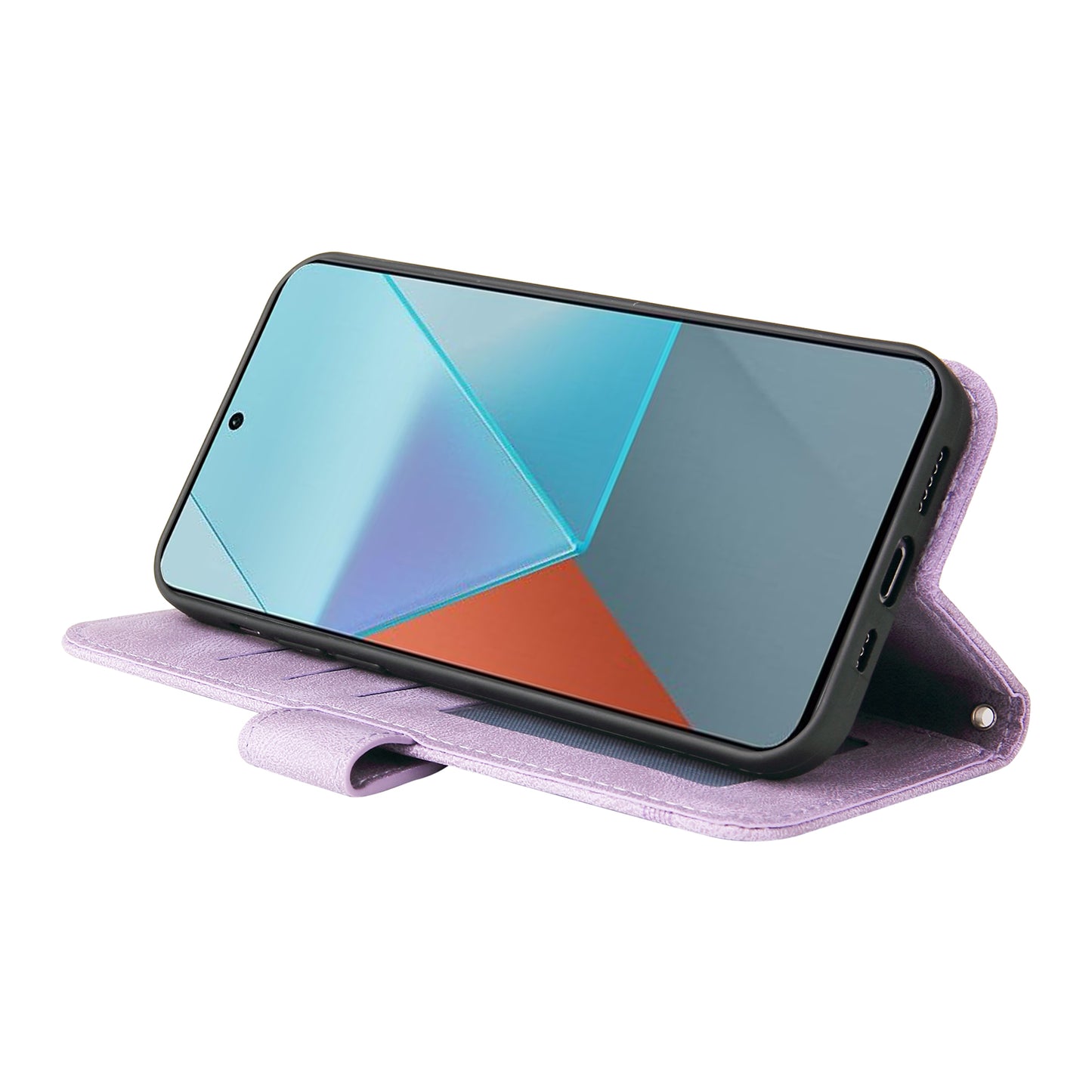 For Xiaomi Redmi Note 13 Pro 5G / Poco X6 5G Leather Case with Strap Phone Wallet Stand Cover - Purple