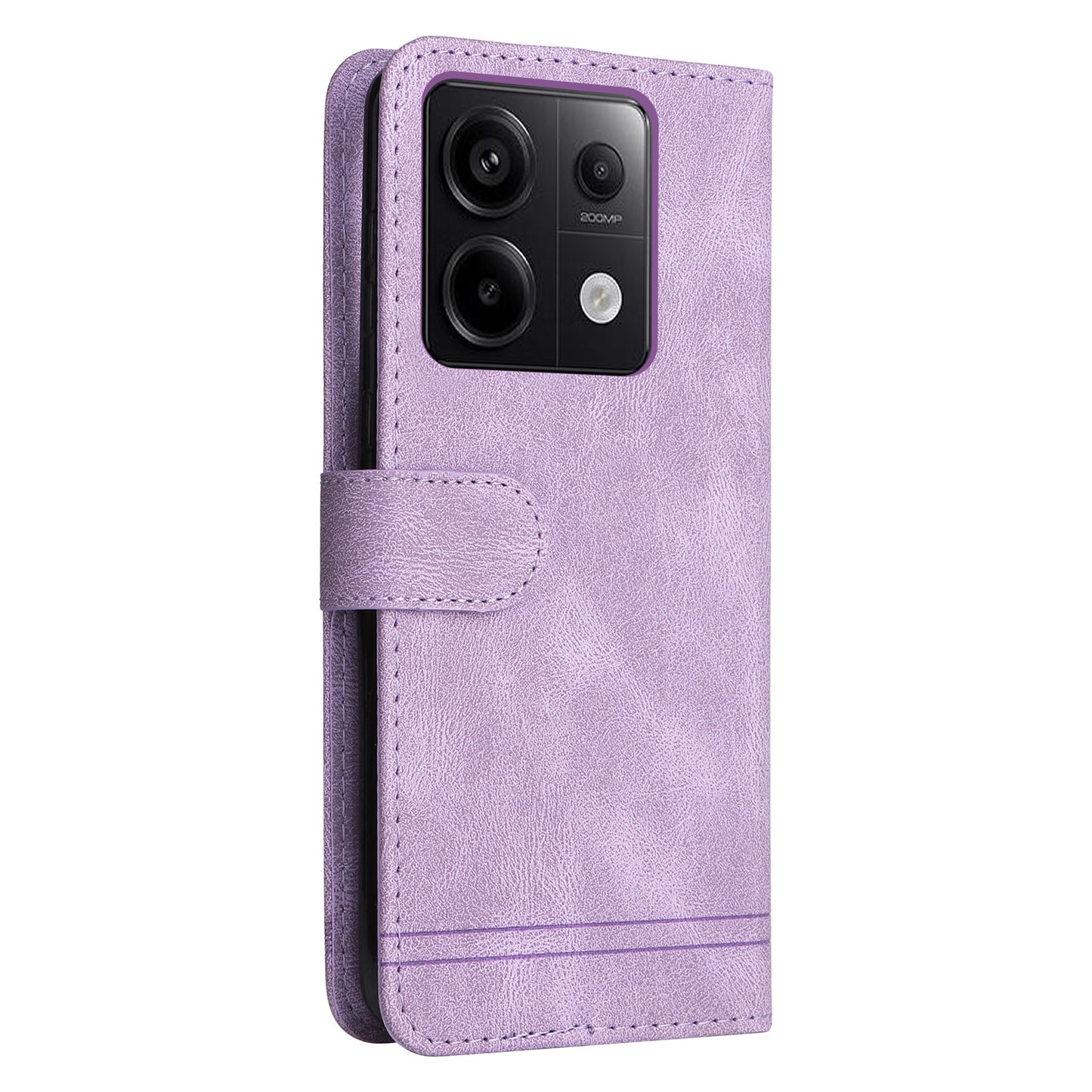 For Xiaomi Redmi Note 13 Pro 5G / Poco X6 5G Leather Case with Strap Phone Wallet Stand Cover - Purple