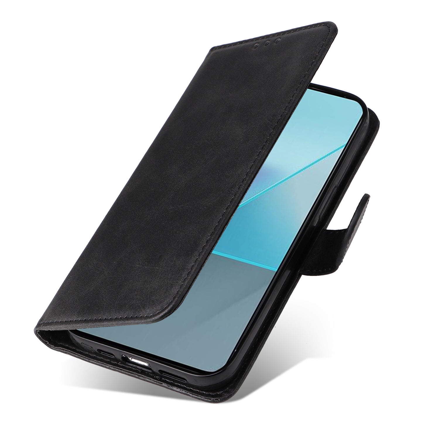 For Xiaomi Redmi Note 13 Pro 5G / Poco X6 5G Case with Strap Leather Phone Cover Wallet Stand - Black